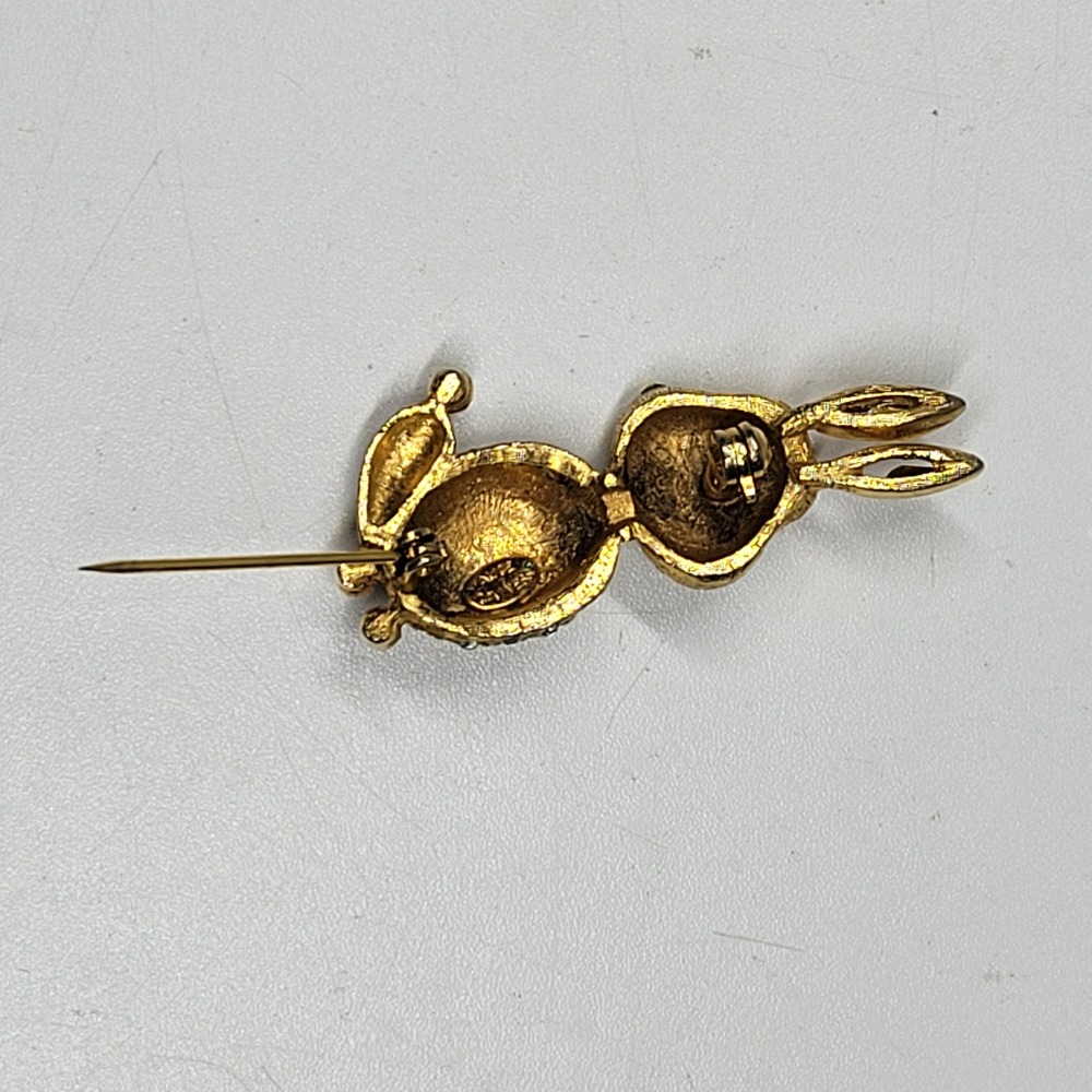 Vtg Alice Caviness Bunny Rabbit Pin Rare Rhinestone Brooch Easter Spring Signed - Picture 10 of 15